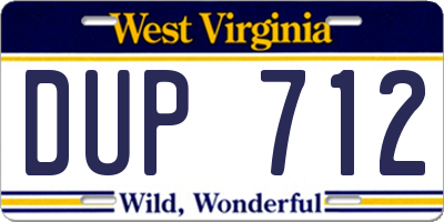 WV license plate DUP712