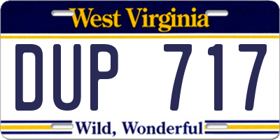 WV license plate DUP717