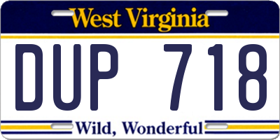 WV license plate DUP718