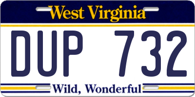 WV license plate DUP732