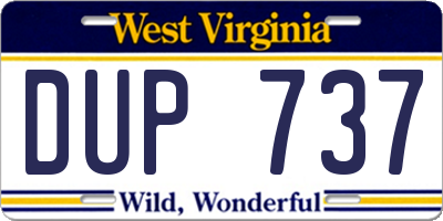 WV license plate DUP737