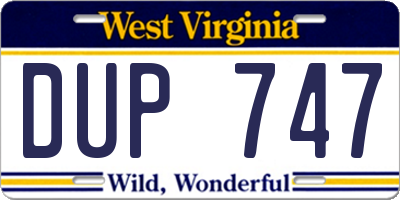 WV license plate DUP747