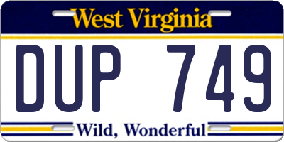 WV license plate DUP749