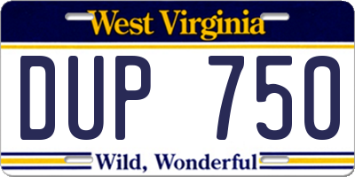 WV license plate DUP750