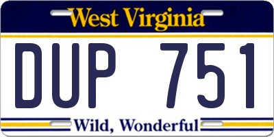 WV license plate DUP751