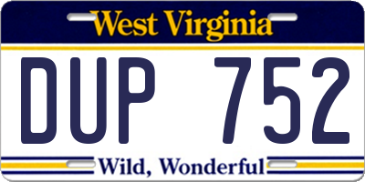 WV license plate DUP752