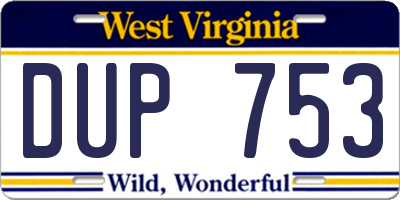 WV license plate DUP753