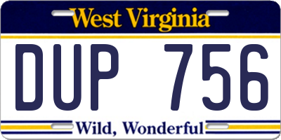 WV license plate DUP756