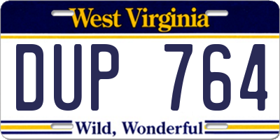 WV license plate DUP764