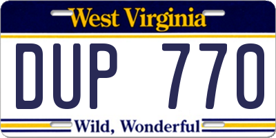 WV license plate DUP770