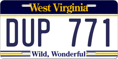 WV license plate DUP771