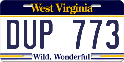 WV license plate DUP773