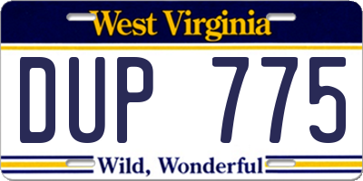 WV license plate DUP775