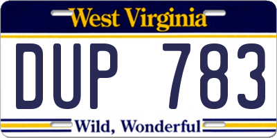 WV license plate DUP783