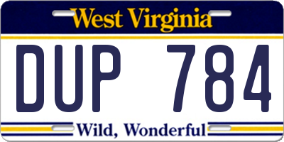 WV license plate DUP784