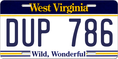 WV license plate DUP786