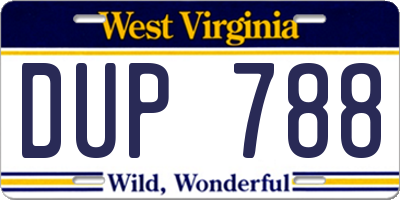 WV license plate DUP788