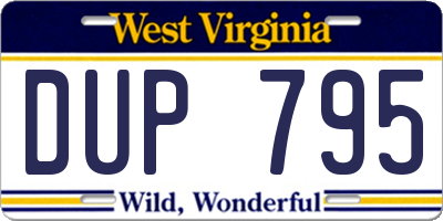 WV license plate DUP795