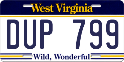 WV license plate DUP799