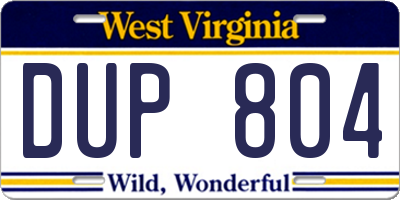 WV license plate DUP804