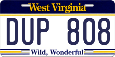 WV license plate DUP808