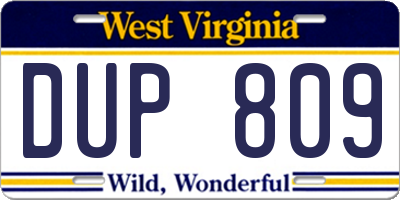 WV license plate DUP809