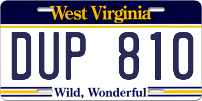 WV license plate DUP810
