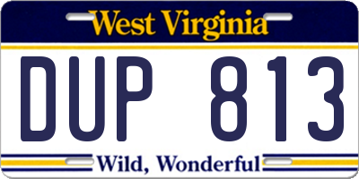 WV license plate DUP813