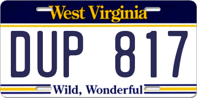 WV license plate DUP817
