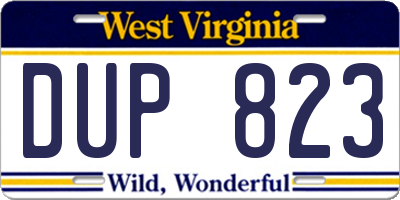 WV license plate DUP823