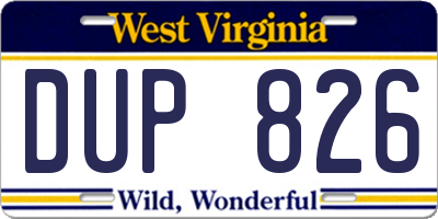 WV license plate DUP826