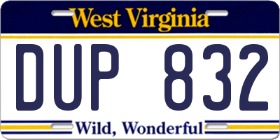 WV license plate DUP832