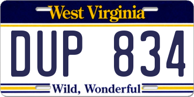 WV license plate DUP834