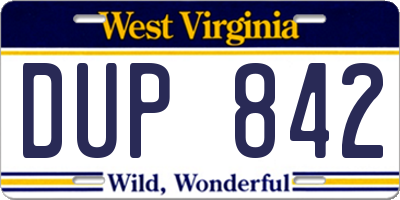 WV license plate DUP842