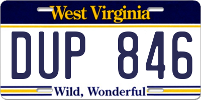 WV license plate DUP846