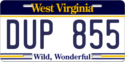 WV license plate DUP855