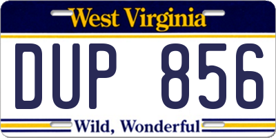 WV license plate DUP856