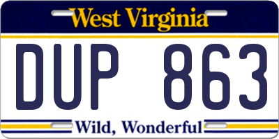 WV license plate DUP863