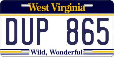 WV license plate DUP865