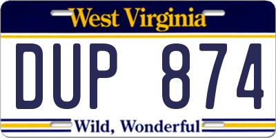 WV license plate DUP874