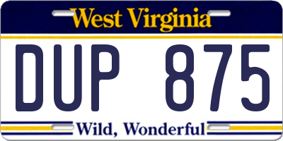 WV license plate DUP875
