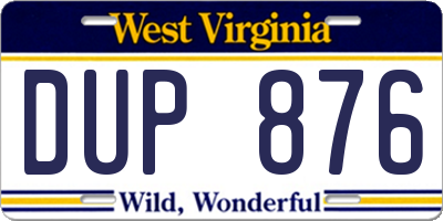 WV license plate DUP876