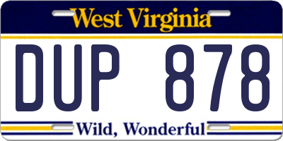 WV license plate DUP878