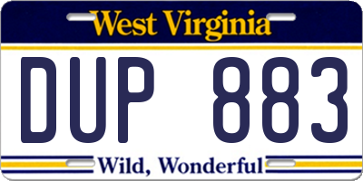 WV license plate DUP883