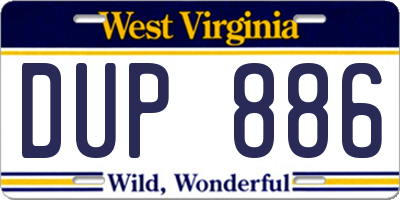 WV license plate DUP886