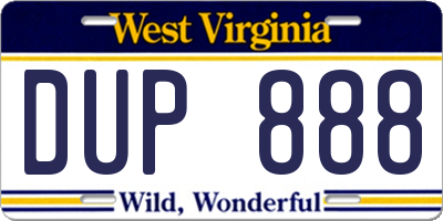 WV license plate DUP888