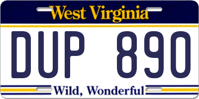 WV license plate DUP890