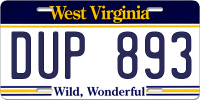 WV license plate DUP893