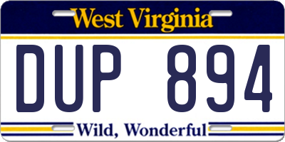 WV license plate DUP894