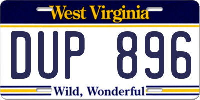WV license plate DUP896